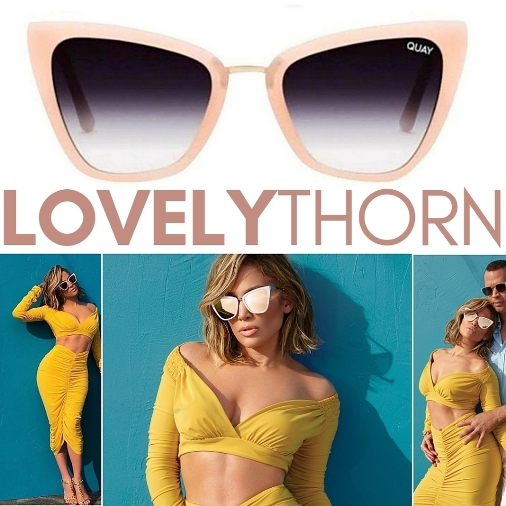 QUAY // ltd ed JLo collab creamy nude frame black/blue fade cateye full or mini - Picture 7 of 16
